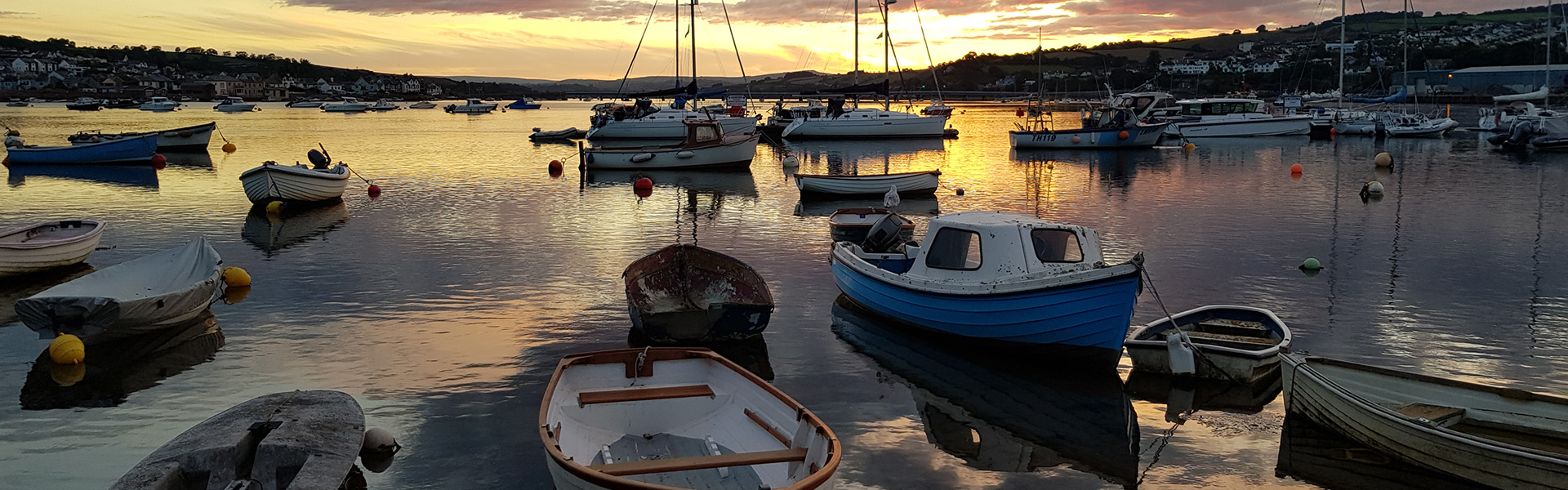 Teignmouth boats at sunset