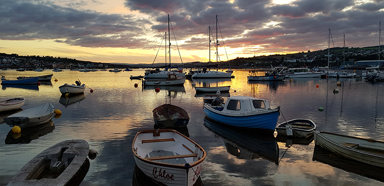 Teignmouth boats at sunset